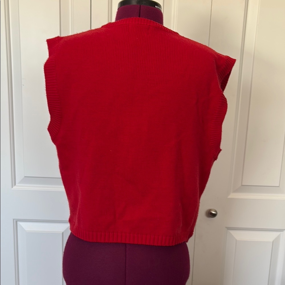 Vintage Red Knit Sweater Vest - Picture 2 of 6